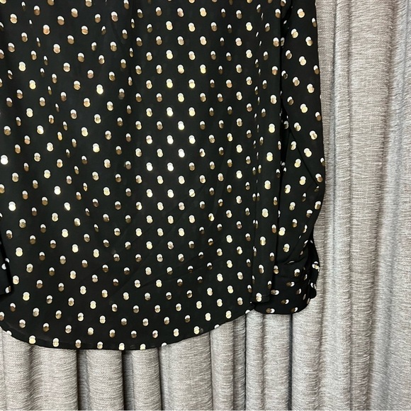 NWT Who What Wear Black Button Down Shirt with Gold & White Polka Dots Medium - Picture 14 of 14